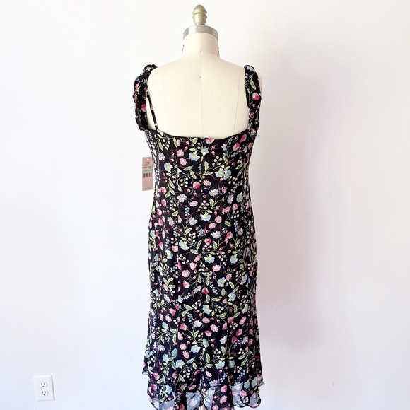 Nanette Lepore Floral Midi Dress - Black and Pink - Picture 4 of 8